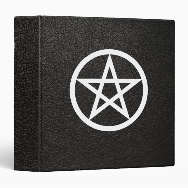 PENTACLE GRIMOIRE BOOK OF SHADOWS BLACK LEATHER 3 RING BINDER (Front/Spine)