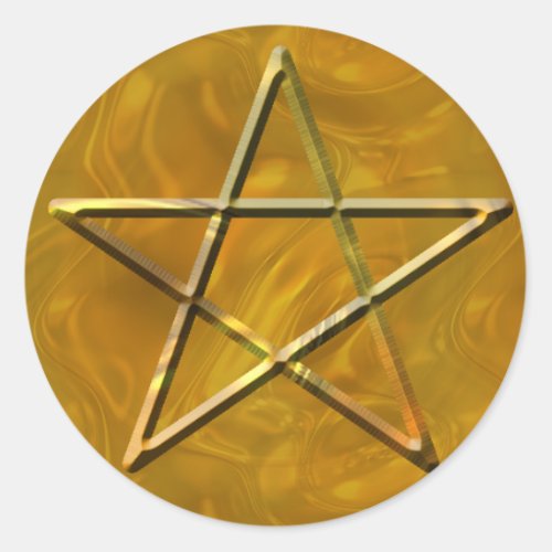 Pentacle in Gold Classic Round Sticker