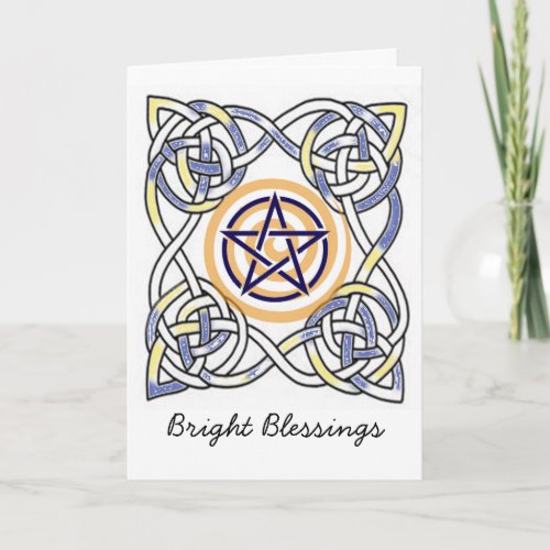 Pentacle knotwork pattern blessings card