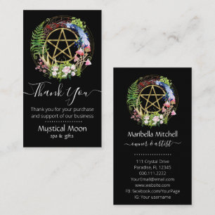 Pentacle Nature Wreath Flowers Boho Black Business Business Card