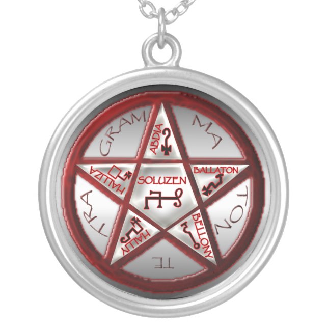 pentacle of solomon silver plated necklace (Front)