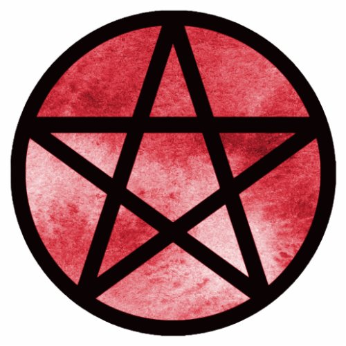 Pentacle on red watercolor background statuette