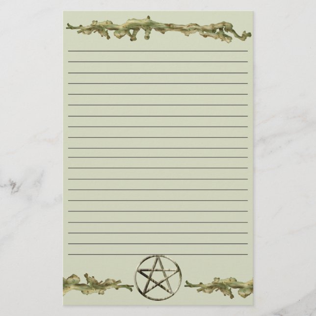 Pentacle on Wood, Lined Stationery (Front)