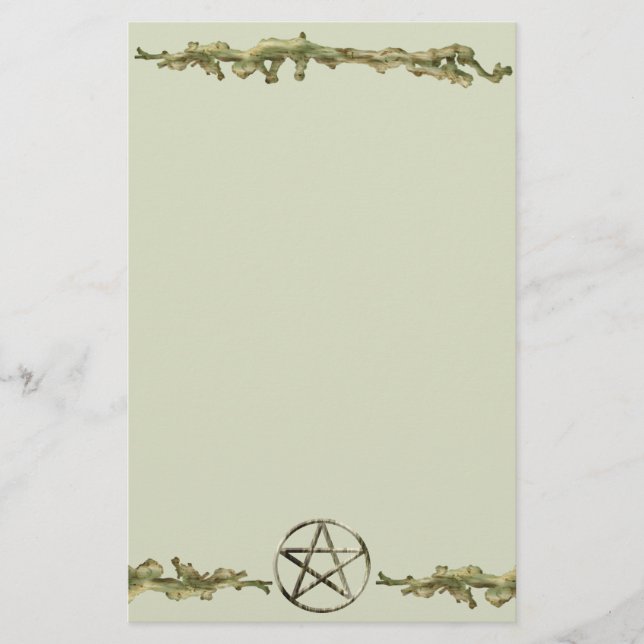 Pentacle on Wood Stationery (Front)