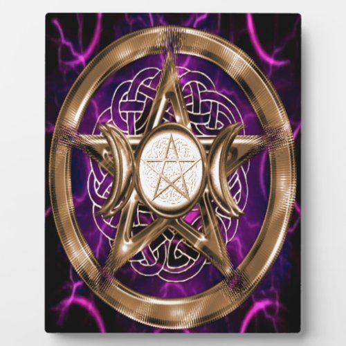 Pentacle Purple and Gold Triple Moon Plaque