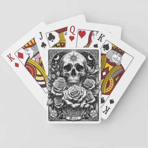 Pentacle Skeleton Skull  Roses Tarot Art Playing Cards