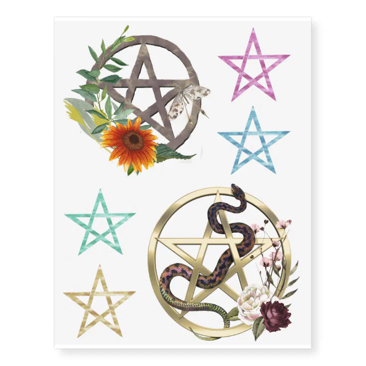Pentacle Star Pagan Wicca Symbol Temporary Tattoos | Zazzle