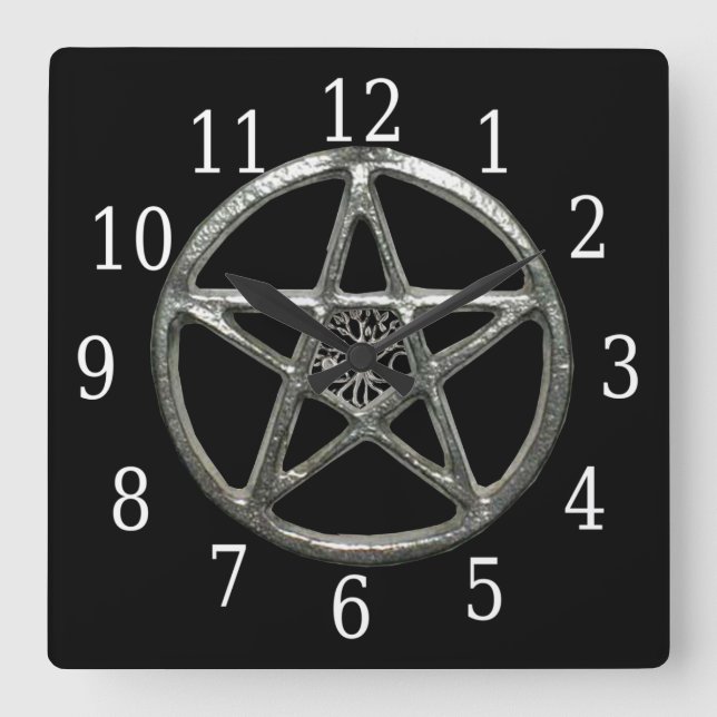 Pentacle Tree Of Life Square Clock (Front)