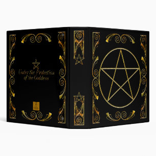 Pentacle,Under the Protection of the Goddess Black 3 Ring Binder