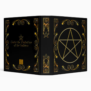 Pentacle,Under the Protection of the Goddess Black 3 Ring Binder