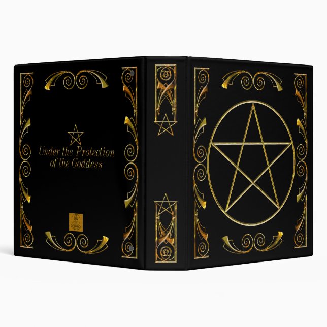 Pentacle,Under the Protection of the Goddess Black 3 Ring Binder (Background)