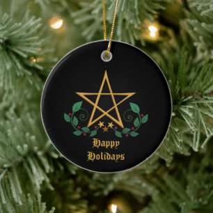 Pentacle Witchy Ceramic Ornament