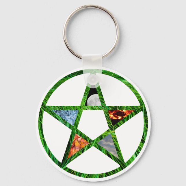 Pentacle with Elements Keychain (Front)