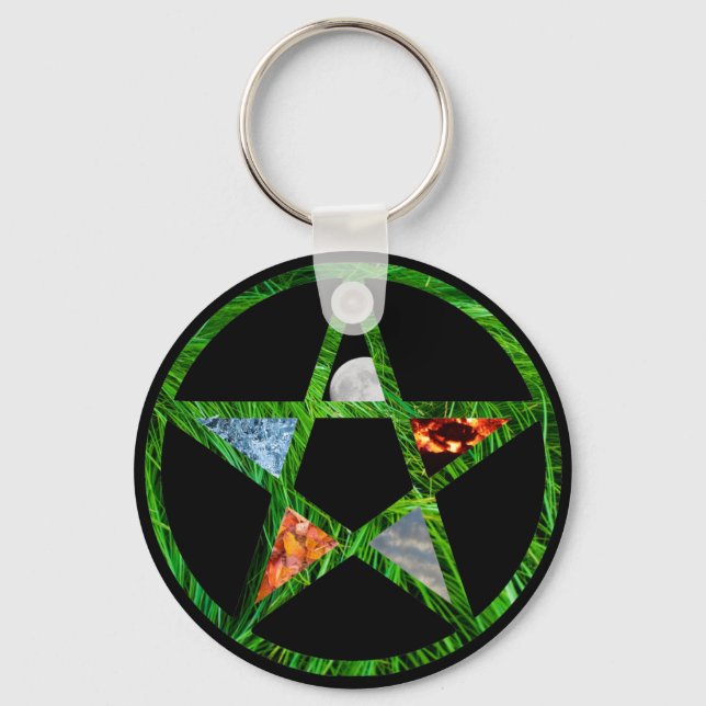 Pentacle with Elements Keychain (Front)