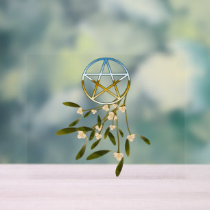 Pentacle with Mistletoe Acrylic Sign