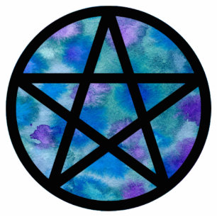 Pentacle with multicolor dotbackground. cutout