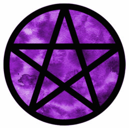 Pentacle with Purple watercolor background Statuette