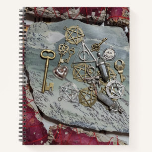 Pentacles on Dendritic Opal and Rose Sage Notebook