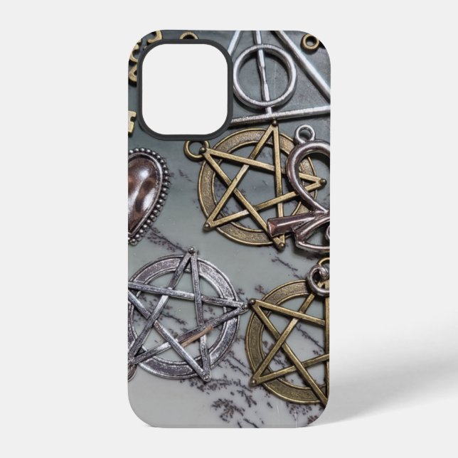 Pentacles on Dendritic Opal  Iphone Case (Back)