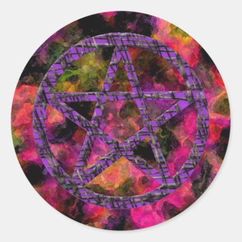 Pentacles Violet Classic Round Sticker