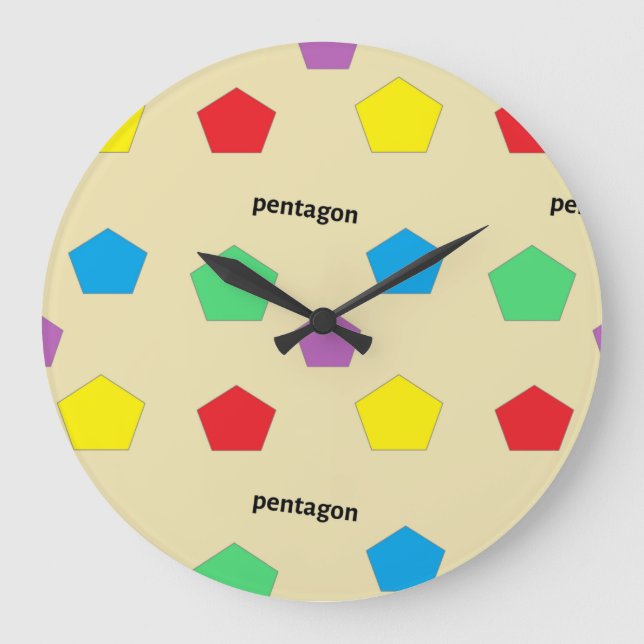 Pentagon pattern on cream large clock (Front)