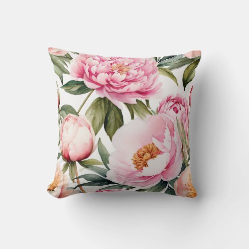 Pentagon pink _ watercolor design  throw pillow