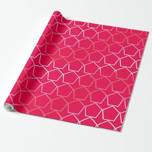 Pentagons print on red wrapping paper
