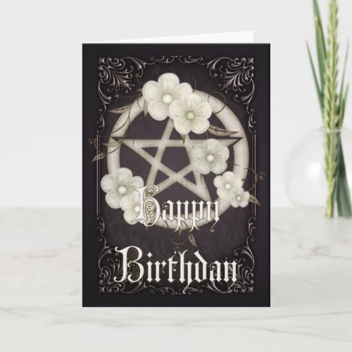 Pentagram 3 Wicca Happy Birthday Greeting Card