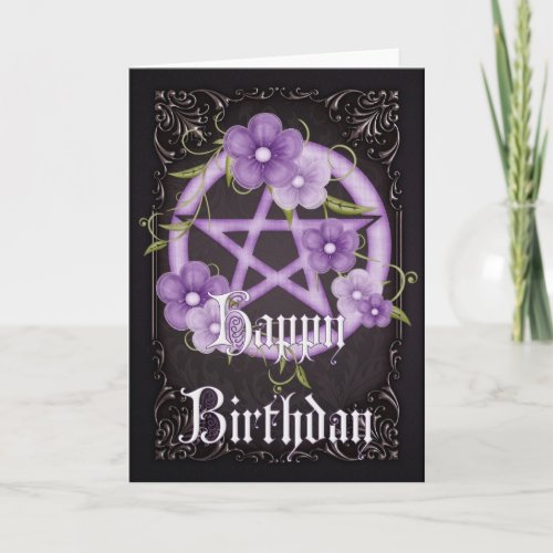 Pentagram 4 Wicca Happy Birthday Greeting Card
