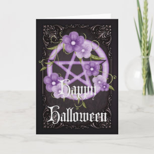 Pentagram 4 Wicca Happy Halloween Greeting Card