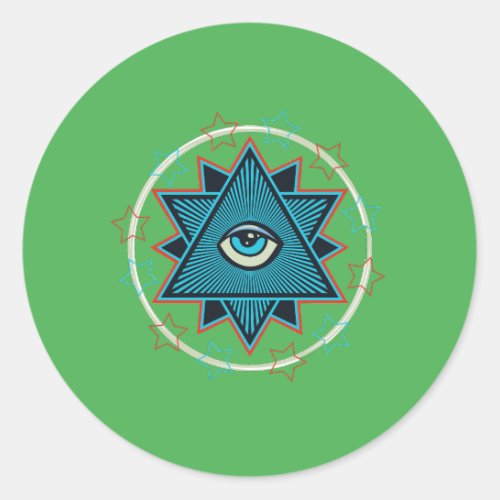 Pentagram 5_star secret cult of powers occult classic round sticker
