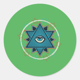 Pentagram 5-star secret cult of powers occult classic round sticker