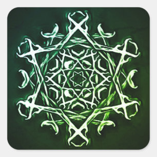 Pentagram and Antlers Green Occult Symbol Gothic Square Sticker