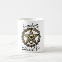 Pentagram and Moth Witchy Art Custom Name