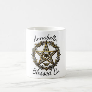 Pentagram and Moth Witchy Art Custom Name Coffee Mug