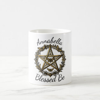 Pentagram and Moth Witchy Art Custom Name Coffee Mug