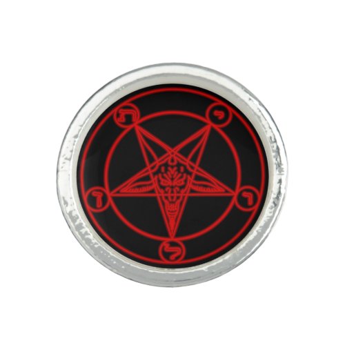 Pentagram Baphomet RED Ring