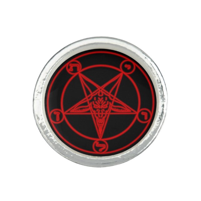 Pentagram (Baphomet) (RED) Ring (Front)
