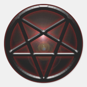 Pentagram Black/Red Shine Classic Round Sticker