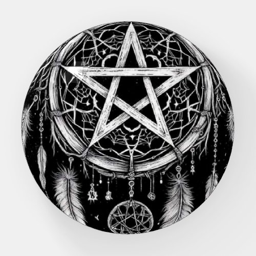Pentagram dreamcatcher clear dome paperweight