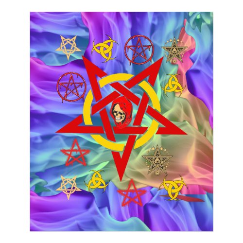 Pentagram Five Star Occult in Colorful Smoking Photo Print