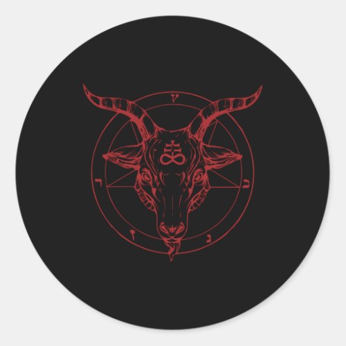 Pentagram Goat Head Baphomet Satanic Witchcraft Classic Round Sticker