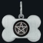 Pentagram Hammered Chrome Pet Name Tag<br><div class="desc">Pentagram five pointed star with a hammered chrome metallic effect</div>