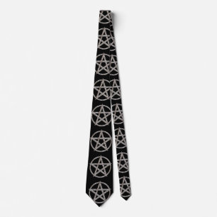 Pentagram Hammered Chrome Tie