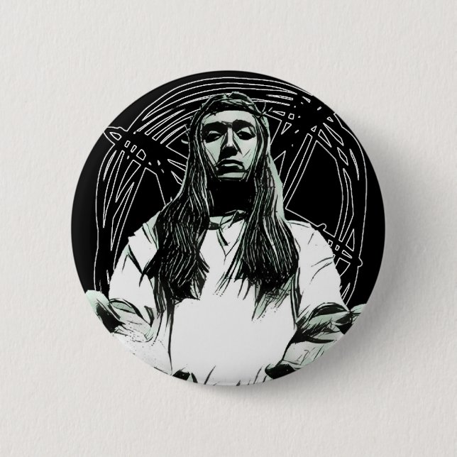 Pentagram Jesus Button (Front)