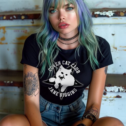 Pentagram Kitten Witches Coven Gothic Club Plus Size T_Shirt