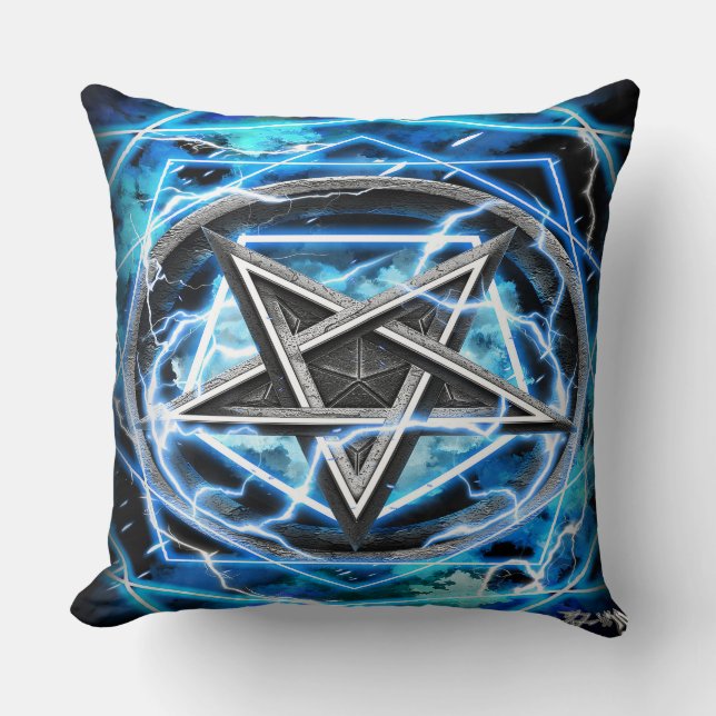 Pentagram lightning throw pillow (Front)