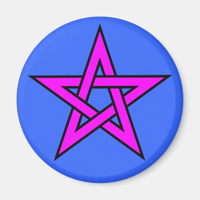 Pentagram Magenta on Blue Magnet (Front)