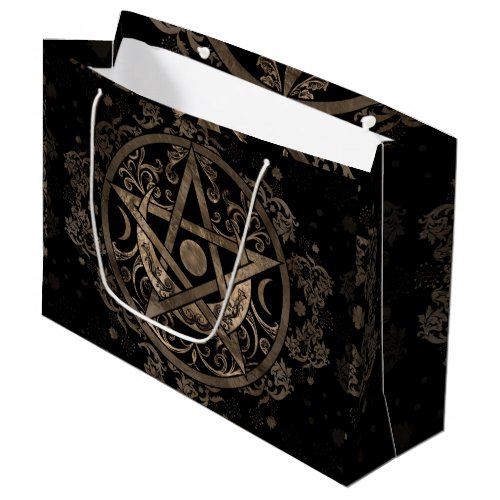 Pentagram Ornament _ Gold and Black Large Gift Bag