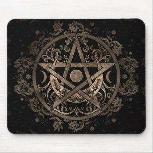 Pentagram Ornament - Gold and Black Mouse Pad